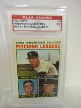 Whitey Ford Jim Bouton Camilo Pascual 1964 Topps 63 Pitching Ldrs #4 graded PAAS NM 7