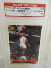 Michael Jordan Chicago Bulls 1992-93 Upper Deck McDonalds #P5 graded PAAS Gem Mint 9.5