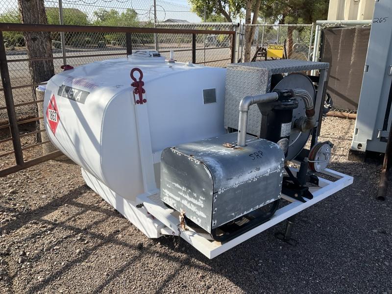 SKID MOUNTED TANK W/ PUMP AND HOSE REEL