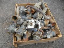 ASSORTED 1.5'' - 4'' BALL VALVES, PHLANGES, WATER PIPE FITTINGS, & HOSES