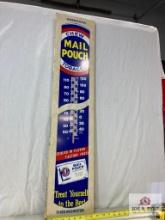 Vintage "Chew Mail Pouch Tobacco" Metal Thermometer Sign