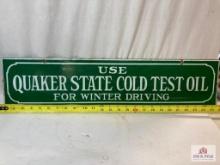 1930's "Quaker State Cold Test Oil" 2 Sided Porcelain Sign