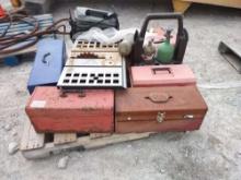 RYOBI 10”...... TABLE SAW, QTY OF 5 EMPTY TOOLBOXES, QTY