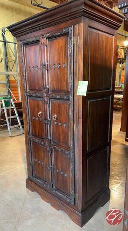 NEW Indonesia Hand Carved Mahogany 2-Door Storage