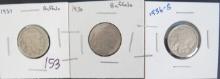 1930, 1936-S, 1937- Buffalo Nickels