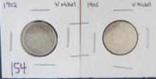 1902 & 1905- Liberty Head Nickels