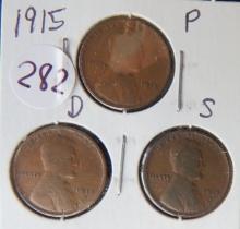 1915- P/D/S Wheat Cents
