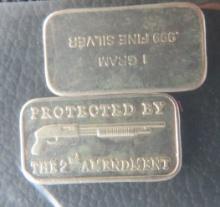 1- American flag 1 gram silver, 1 "Protected by the 2nd amendment 1 gram silver