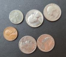 (2) Wheat Pennies/ (4) Bicentennial Quarters