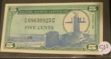 Military Payment Five Cents Certificate