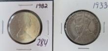 1982 20 Cent, 1933- One Florin Coin