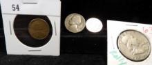 1950 P Lincoln Cent; 1942 P Silver War Nickel; 1959 P Silver Roosevelt Dime; & 1963 D Silver Frankli