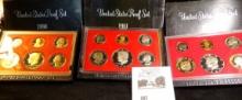 1980 S, 81 S, & 82 S U.S. Proof Sets in original boxes as issued.