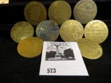 (9) Large Brass Whore House Advertising Medals/Tokens.