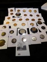 (20) High grade carded Memorial Cents; well worn Two Cent Piece; 1978 Mexico One Peso; copper encase