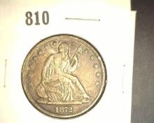 1872 P U.S. Seated Liberty Half Dollar, VF.