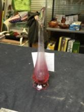 vintage Fenton, cranberry glass, bud vase