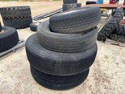 STACK OF ASSORTED SIZE TIRES, SOME RIMS