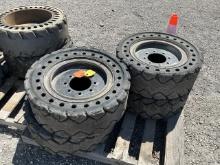 (4) Used Solid Skid Steer Tires