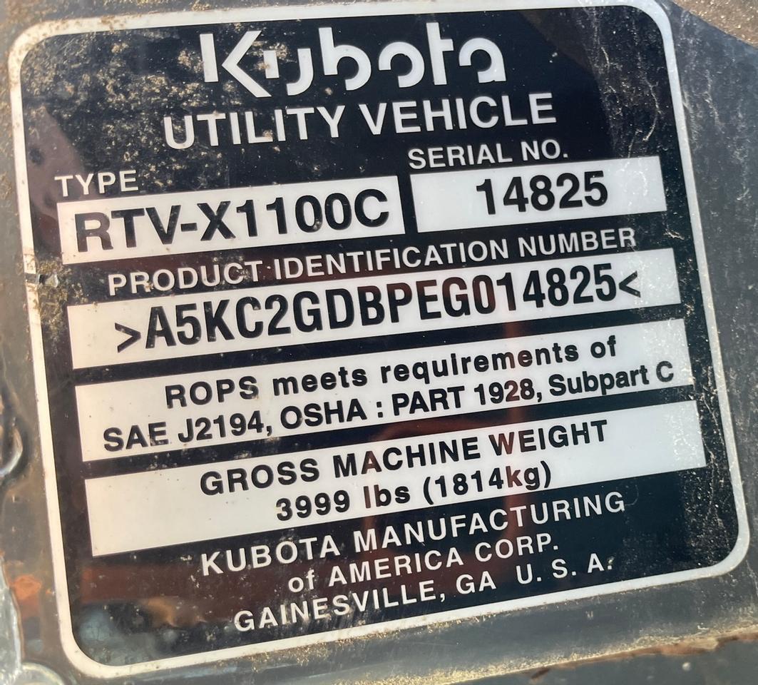 Kubota RTV X1100C Utility Vehicle