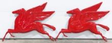 (2) Contemporary Mobil Pegasus Fiberglass Sign