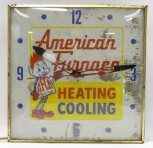 Vintage American Furnace AFCO Lighted PAM Clock