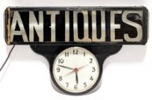 Vintage "Antiques' Ohio Adv. Display Co. Adv Clock