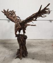 7ft Eagle In Flight Driftwood Statue