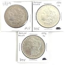 1889, 1890 & 1896 Morgan Silver Dollars