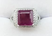 Platinum 5.21 Carat Ruby & Diamond Ring