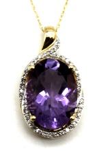 14K Gold 4.25 ct. Amethyst & Diamond Necklace