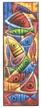 Edward G. Abstract Fish Painting on Canvas