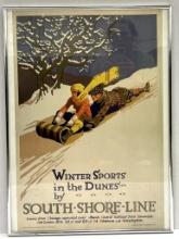 Framed Winter Sports South Shore Line Poster