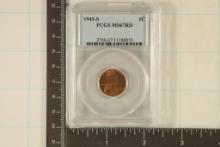 1945-S LINCOLN WHEAT CENT PCGS MS67RD