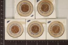 5-ENCASED 1960-D BU LINCOLN CENTS IN WOODEN