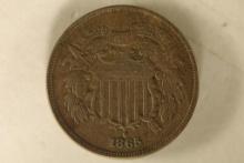 1865 US TWO CENT AU, 2025 REDBOOK RETAIL IS $85