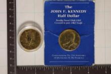2 GOLD PLATED KENNEDY HALF DOLLARS: DOUBLE DATED