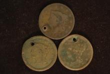 1816, 1836 & 1856 US LARGE CENTS WITH HOLES