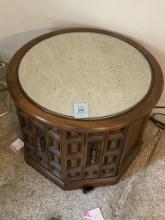 CULTURED MARBLE ROUND OCCASIONAL TABLE