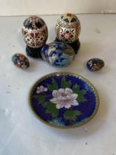 CLOISONNE PLATE & DECORATED EGGS