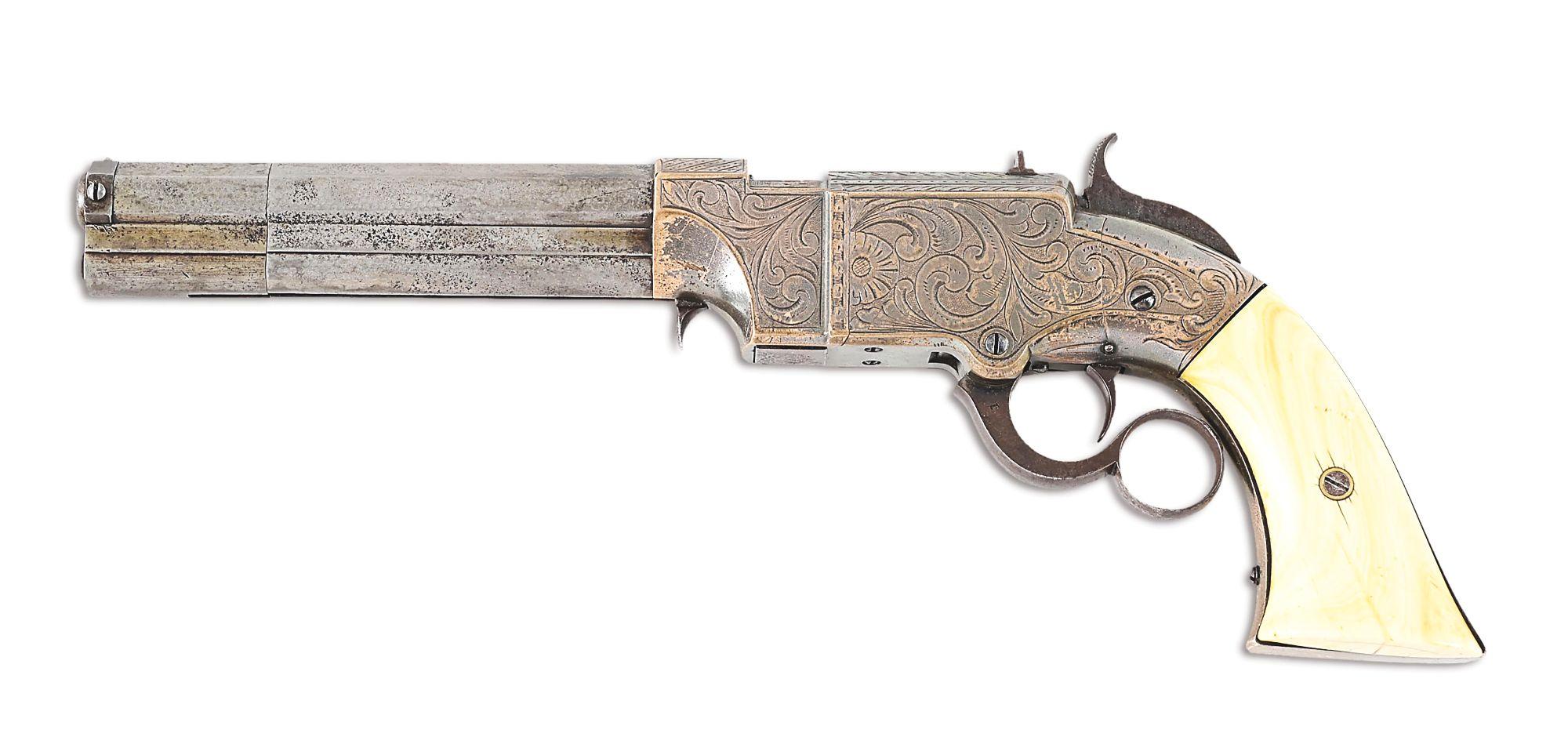 (A) RARE ENGRAVED NEW HAVEN NO. 2 NAVY BELT PISTOL.