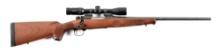 (M) WINCHESTER MODEL 70 FEATHERWEIGHT BOLT ACTION RIFLE IN .243 WITH SWAROVSKI OPTIC.
