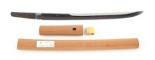 WAKIZASHI WITH SIGNATURE FOR NAGASONE KOTETSU.