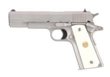 (M) BRUSHED STAINLESS COLT 1911 A1 SERIES 80 .45 ACP SEMI-AUTOMATIC PISTOL.