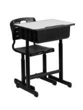 Carnegy Avenue Nila 23.6in Gray/Black Open Front Student Desk and Chair Sets