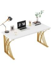 TRIBESIGNS WAY TO ORIGIN Perry 55 in. White Gold Wood Laptop PC Computer Desk Console Makeup Vanity