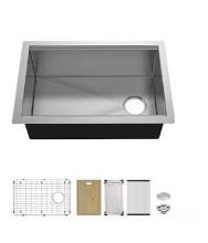 Glacier Bay Undermount Single Bowl Stainless Steel Workstation Kitchen Sink with Accessories