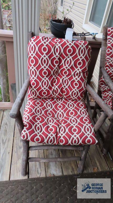 Rustic rocker and straight outdoor chair