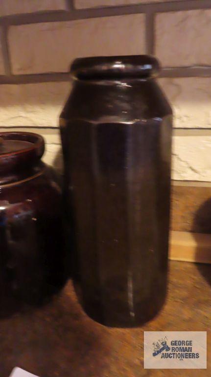 Two pieces of assorted brown pottery, both unmarked