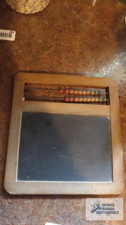 Vintage chalk board with abacus